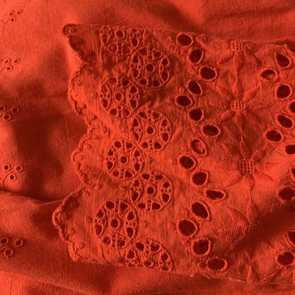 Madewell Red Eyelet Lattice Dress Size 0 Embroider - Picture 10 of 11